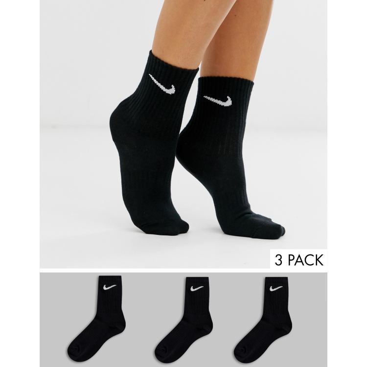 Nike black swoosh logo 3 pack crew socks ASOS