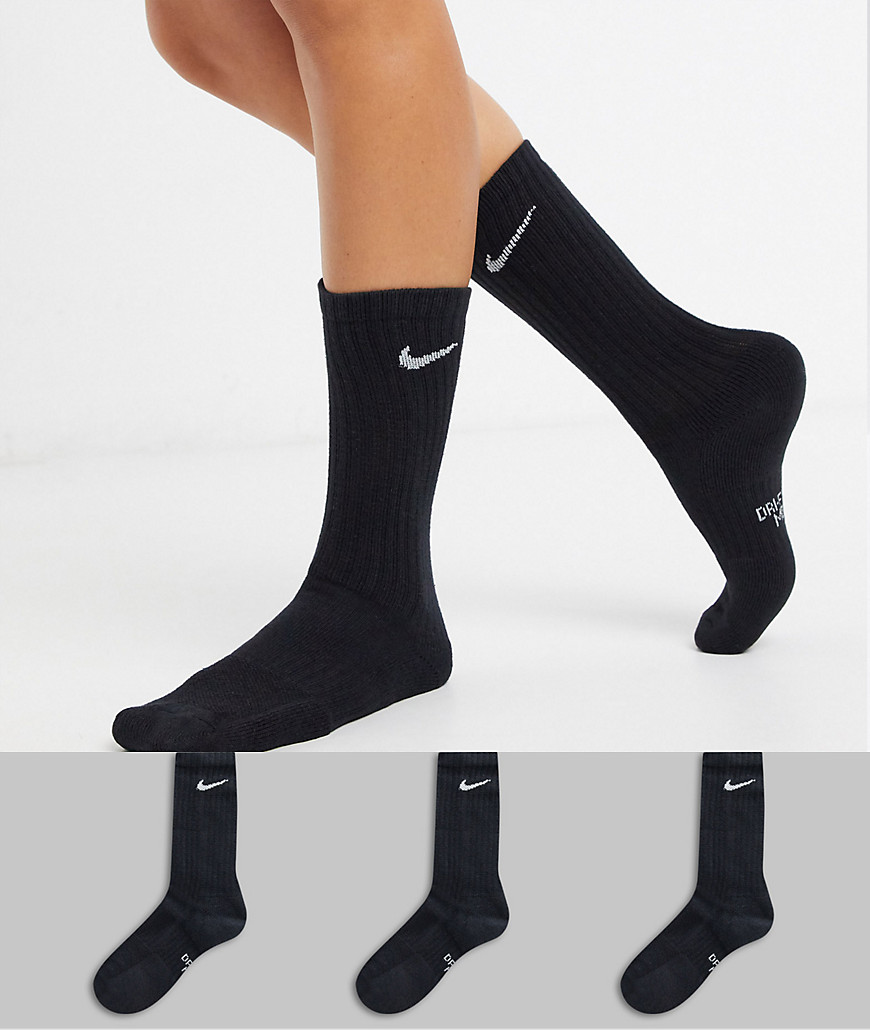 Nike black swoosh logo 3 pack crew socks