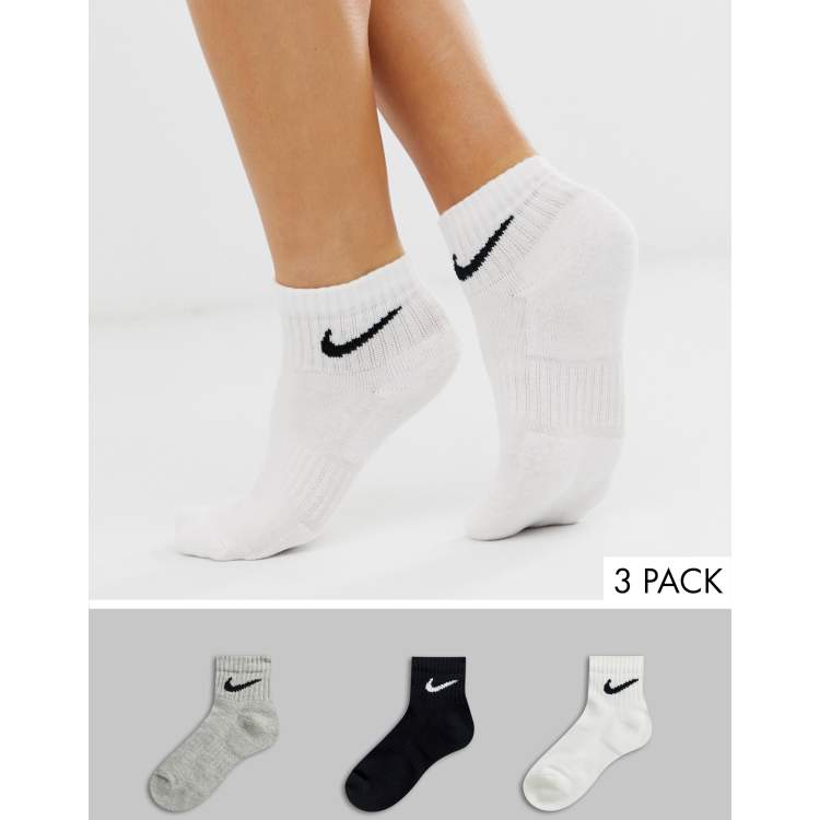 Nike black white and grey 3 pack ankle socks ASOS