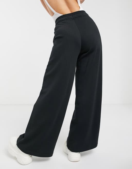 Nike ribbed high waist wide leg joggers in black, ASOS