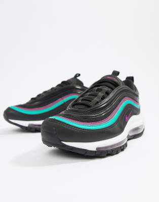 nike black with purple piping air max 97 trainers