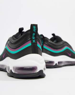 nike black with purple piping air max 97 trainers