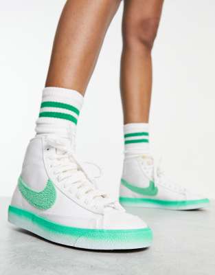 White and 2025 green nike blazers