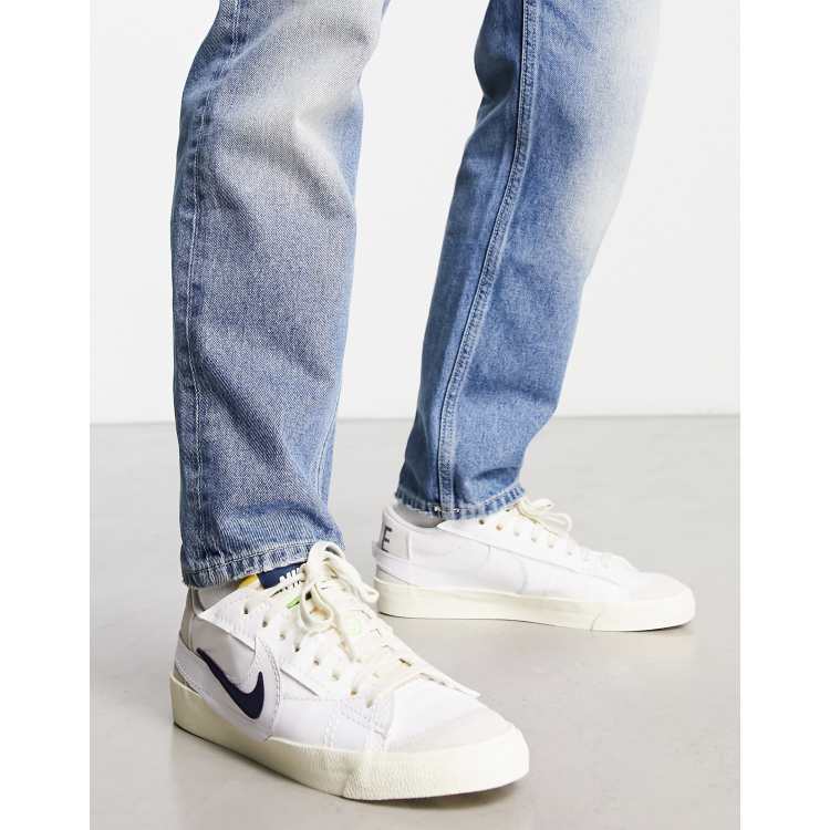 Blazer low premium vintage navy white suede mens trainers sale