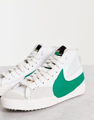 Nike Blazer '77 Jumbo Mid trainers in white and green - ASOS Price Checker