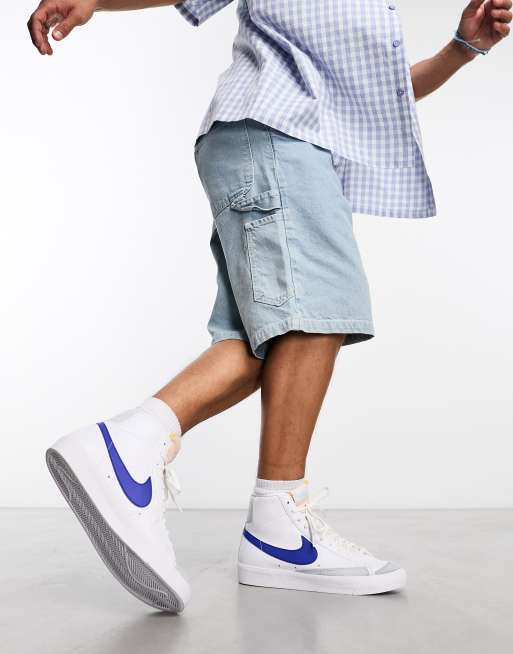 Nike Blazer '77 Mid sneakers in white and blue | ASOS