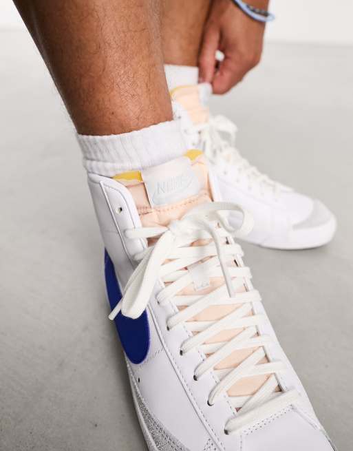 Nike Blazer '77 Mid sneakers in white and blue | ASOS