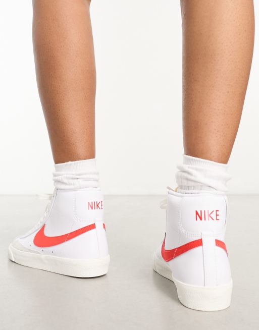 Nike Blazer 77 mid trainers in white and habanero red ASOS