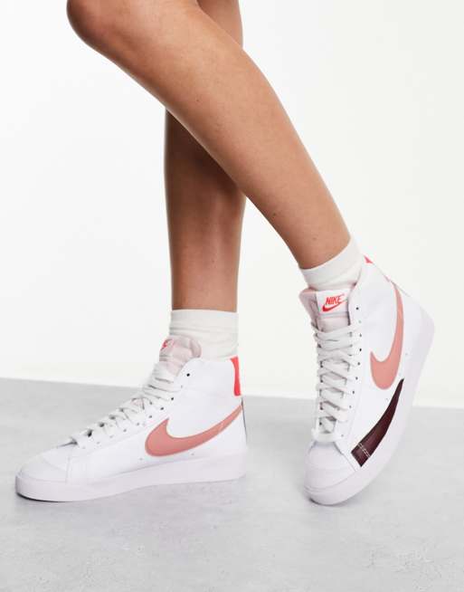 Nike blazer fashion trainers in white and red