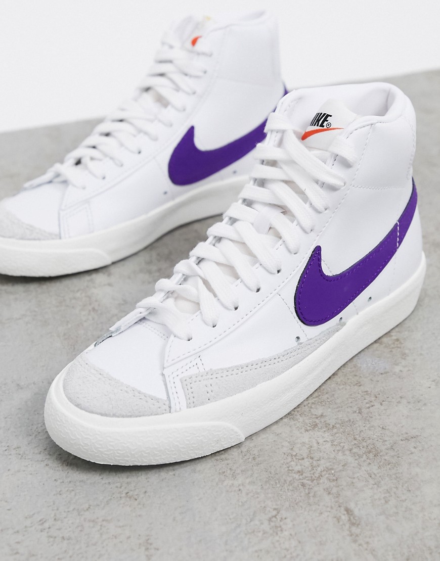 Nike Blazer 77 trainers in white and purple