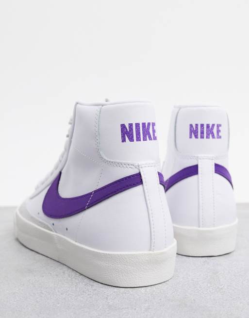 Nike Blazer Baskets en cuir mi haute style 77 s Blanc violet