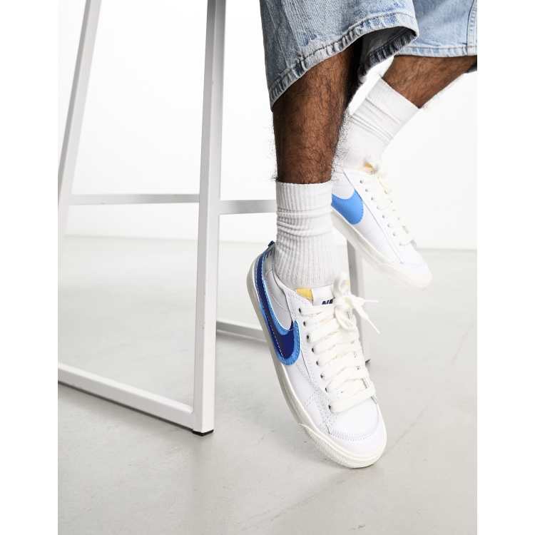 Nike white clearance with blue swoosh