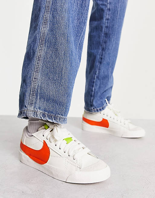 Nike Blazer Low '77 Jumbo sneakers in off-white and orange