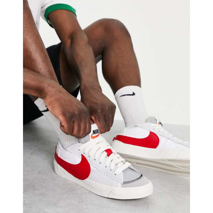 Nike Blazer Low '77 Jumbo sneakers in white and university red ASOS