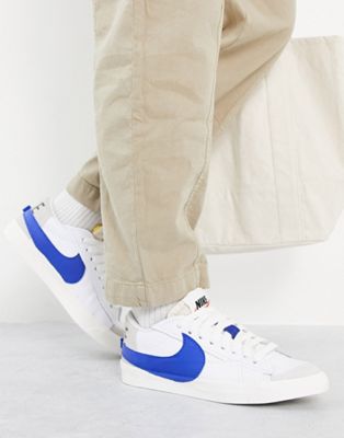 Nike Blazer Low '77 Jumbo sneakers in white/old royal - ASOS Price Checker