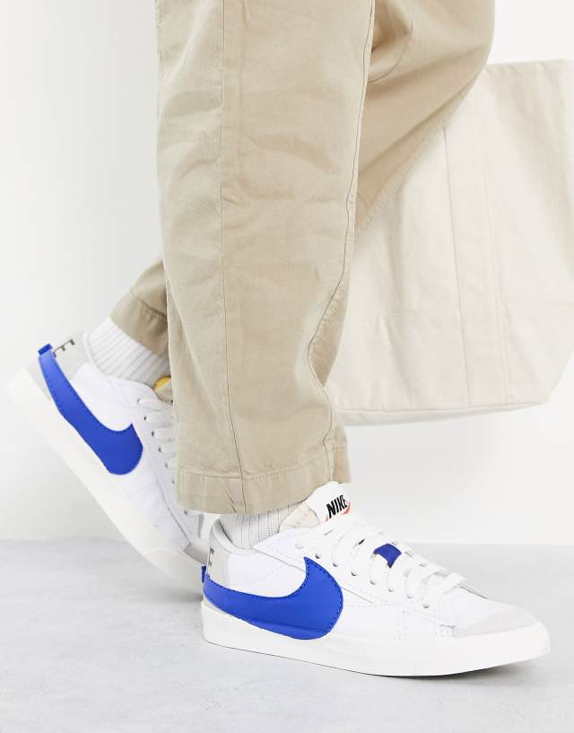 Nike Blazer Low '77 Jumbo sneakers in white/old royal