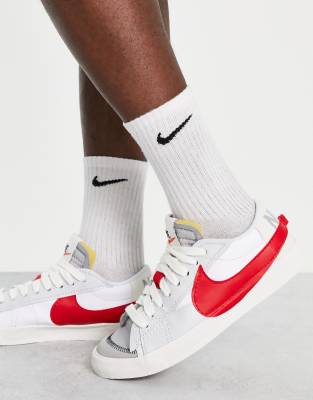 nike blazer low men's white and red