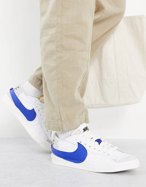 Nike Blazer Low '77 Jumbo trainers in white/blue ASOS