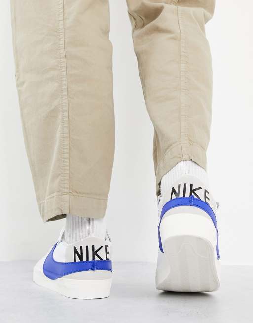 Nike Blazer Low 77 Jumbo Trainers In White Blue Asos