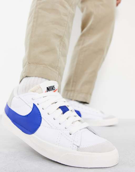 Nike Blazer Low 77 Jumbo Trainers In White Blue Asos