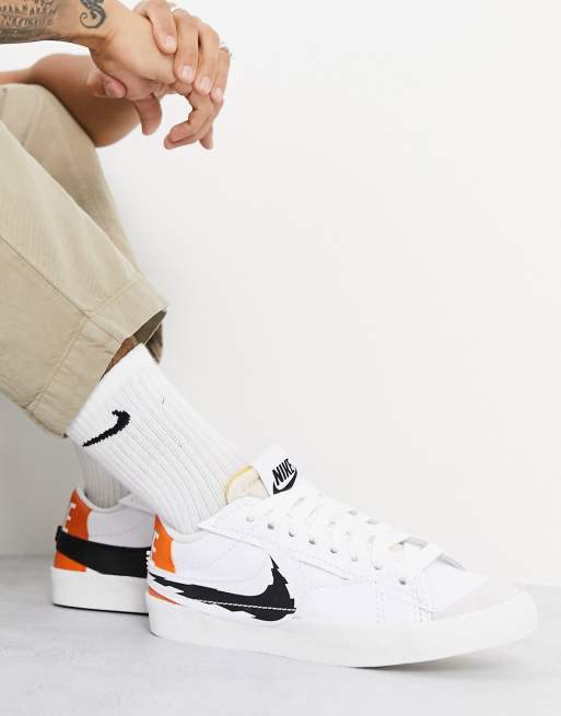 Nike blazer white with hotsell black swoosh