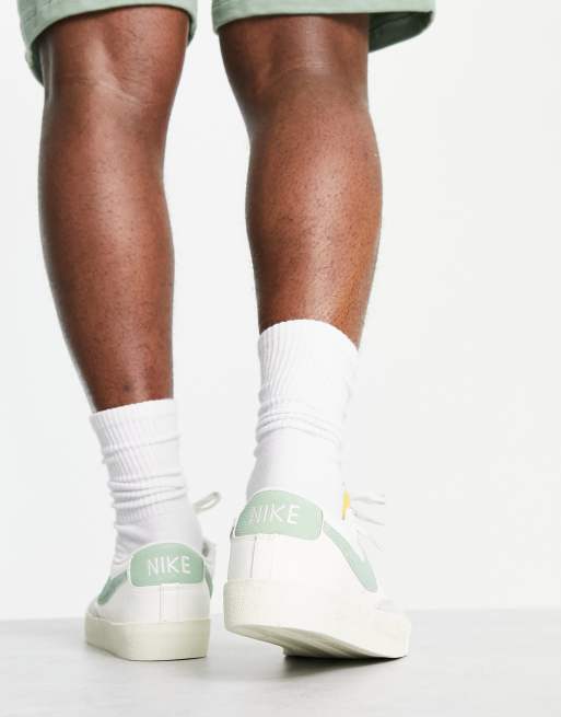 Nike Blazer Low 77 Premium Vintage Trainers In Sail And Enamel Green Asos
