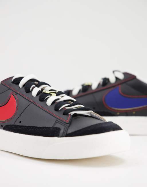 Nike – Blazer Low '77 – Svarta låga sneakers med avtagbar swoosh-logga