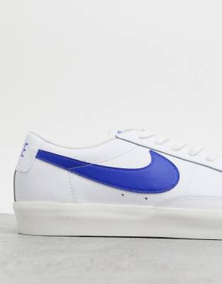 Nike Blazer Low Leather Sneakers In White Astronomy Blue Asos