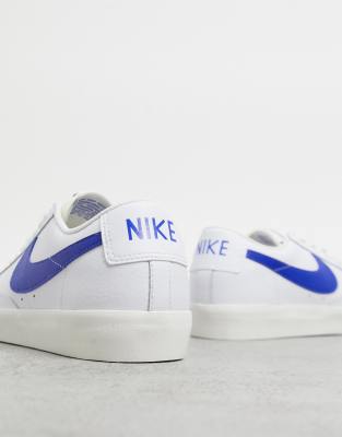 Nike Blazer Low Leather Sneakers In White Astronomy Blue Asos