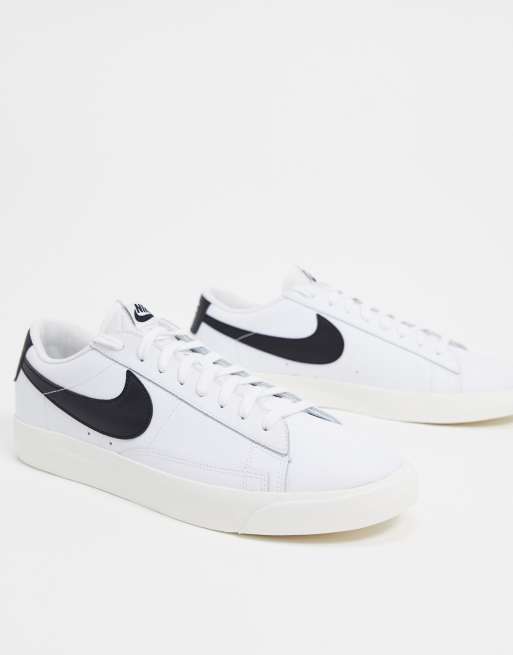 Nike Blazer Low Leather Sneakers In White Black Evesham Nj