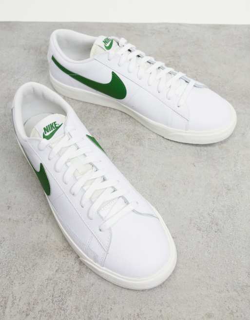 Nike Blazer Low Leather Sneakers In White Green Asos