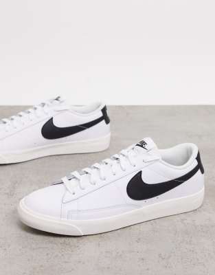 nike blazer low leather white black