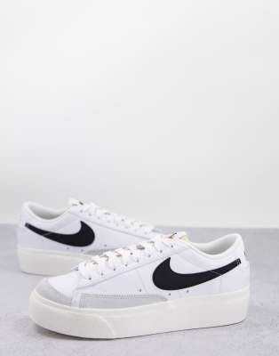 Nike Blazer Low Platform sneakers in white and black