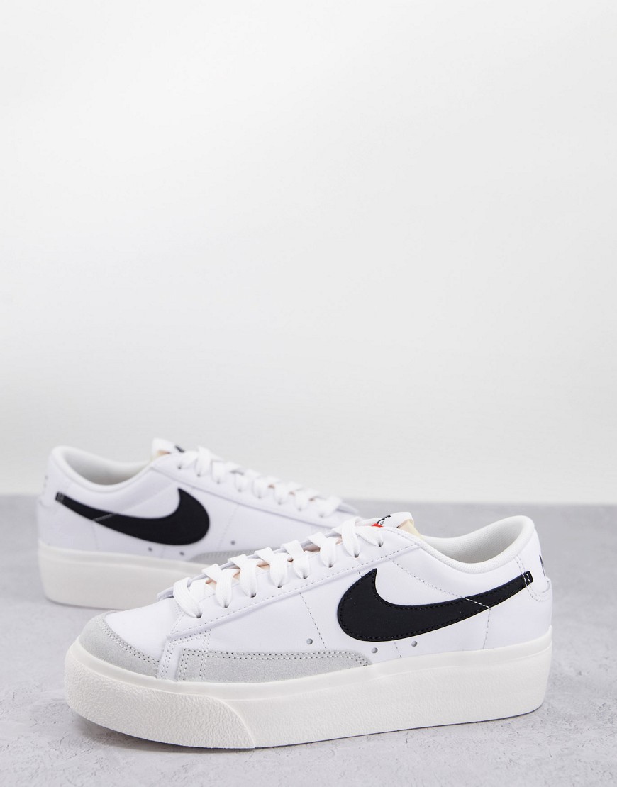 Nike Blazer Low Platform Sneakers In White And Black
