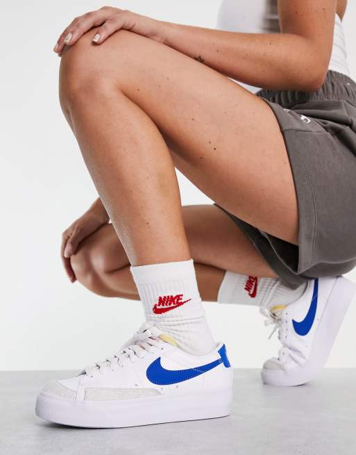 Nike Blazer Low Platform sneakers in and blue | ASOS