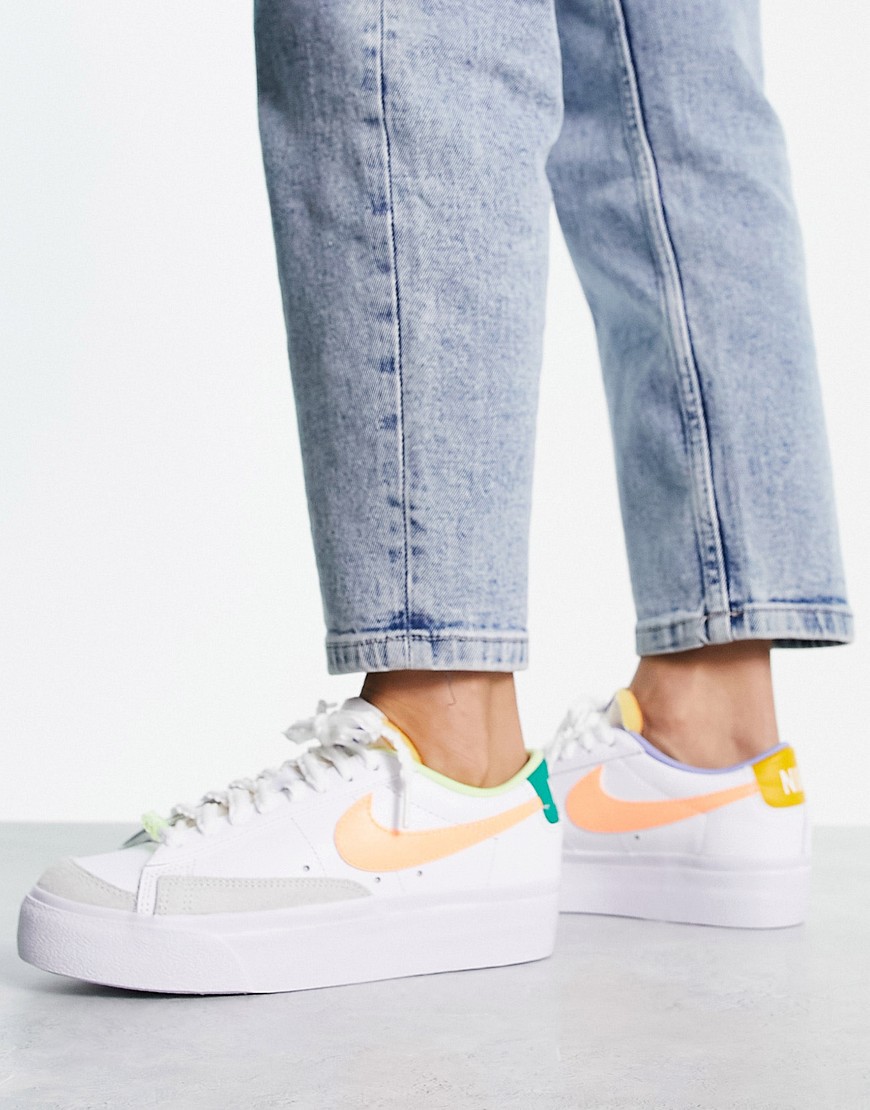 Nike Blazer Low Platform sneakers in white and multi