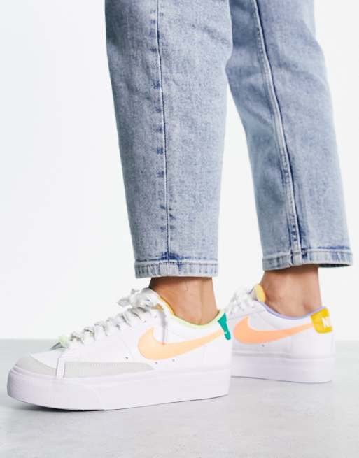 Blazer Low Platform sneakers white and multi | ASOS