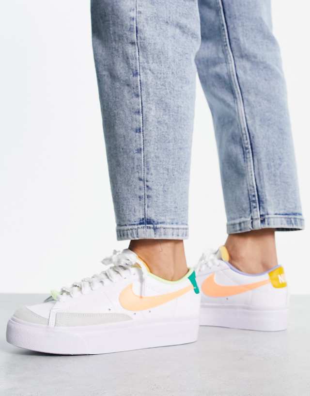 Nike Blazer Low Platform sneakers in white and multi