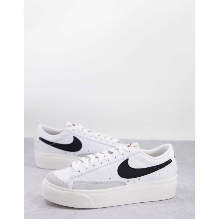 nike blazer low leather white black