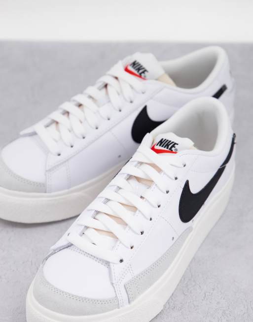 Nike Blazer Low Platform Sneakers In White Black Asos
