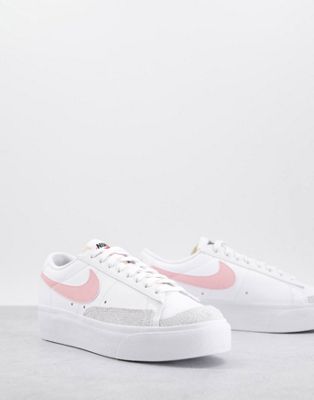 Nike Blazer Low Platform trainer in white and pink glaze
