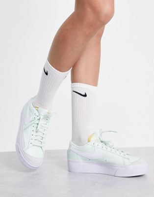 Nike Blazer Low Platform trainers in barely green - ASOS Price Checker