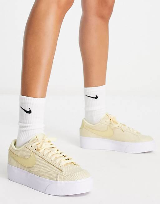 Nike blazer trainers in white and yellow sale