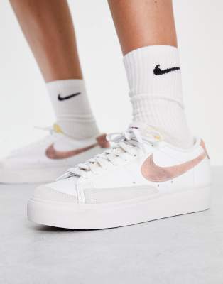 Nike Blazer Low Platform trainers in white and arctic orange marble