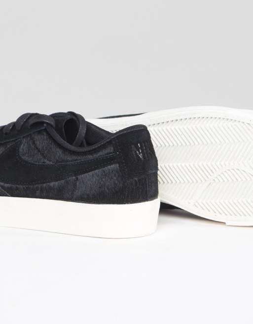 Nike blazer low premium trainers in black on sale ponyskin