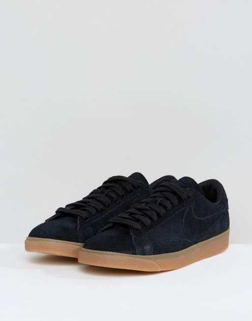 Nike Blazer Low Trainers In Black Suede With Gum Sole ASOS