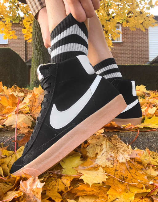 Nike Blazer Mid 77 Baskets en daim Noir et blanc ASOS