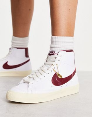 Nike Blazer Mid '77 trainers in white and burgundy - ASOS Price Checker