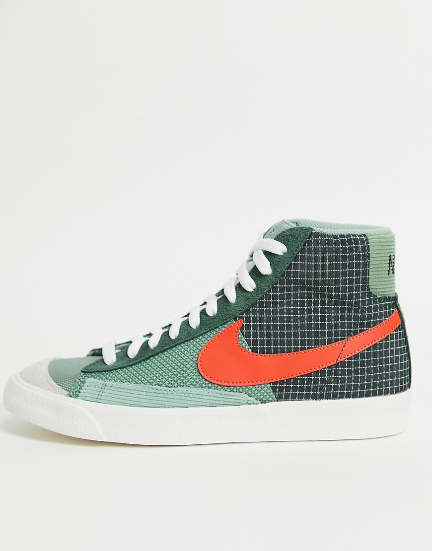 Nike Blazer Mid '77 Infinite trainers in black and white-Green