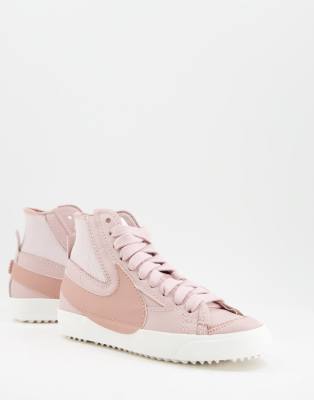 Nike Textured Leather Blazer Mid 77 Jumbo High-top Sneakers With In Pink